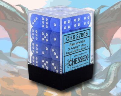 D6 Würfel Dice Set Box x36 (12mm) Chessex Frosted Blue Blau  