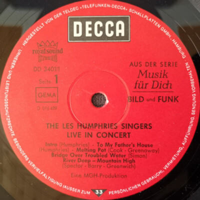 Les Humphries Singers Live In Concert Decca 2xVinyl LP