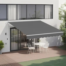 Patio Awning Manual Retractable Outdoor Sun shade Canopy Deck Shelter 3 SIZE