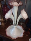 1940's Fenton Rose Crest 4 Horn-17" Epergne For Wright  Mint