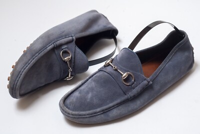 GUCCI Mens Blue Suede Leather Driving Moccasin Size 45 | eBay display picture 2