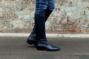 wide leg black leather boots