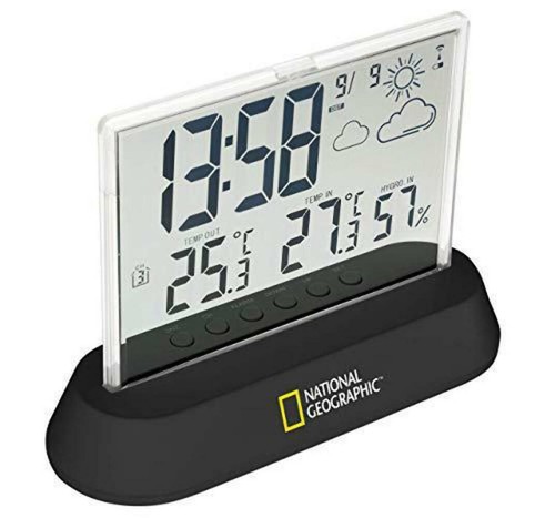 National Geographic Trasparente Stazione Meteo Orologio Sveglia  Radiocontrollati | eBay