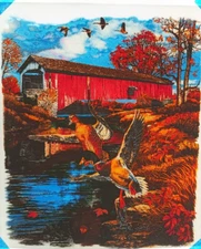 Authentic Vintage 90's Covered Bridge Ducks Country Heat Transfer Iron On NOS