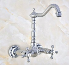 Polished Chrome Brass Wall Mounted Bathroom Sink Faucet Kitchen Mixer Tap 2nf581