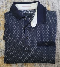 Ted Baker London Men's Navy Blue Cotton Golf Short Sleeve Polo Shirt Size 3