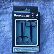 Brookstone Black Coated Anodized Stainless Steel Pointed Tip Scissors 2-Pack