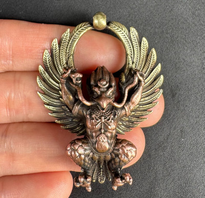 Old Tibetan Buddhism Copper+Red Copper GARUDA Golden winged roc bird ...