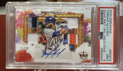 2020 Diamond Kings Gold Yordan Alvarez RC 4 COLOR Quad Patch Auto 31/49 PSA 9