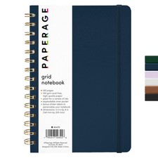 PAPERAGE Graph Paper Spiral Notebook Journal, Navy , 160 Pages, Medium 5.5...