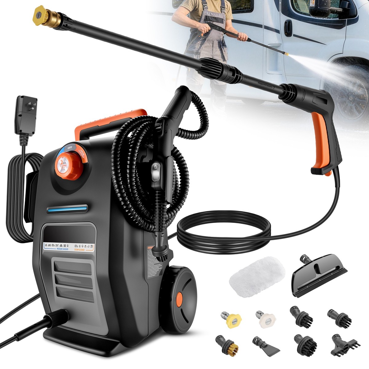 High Pressure Steam Cleaner & Washer 3000 PSI 2GPM 1500W 120V