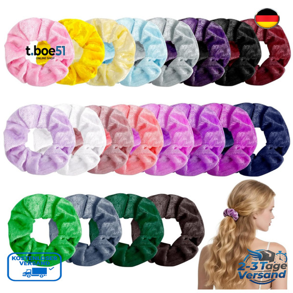 20 StüCk Samt Haargummis Damen Bunte Scrunchies Pferdeschwanzhalter Weiche-image