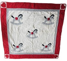 VTG Handmade Baby Quilt Blanket Rocking Horse Farmhouse Cottage Core 45 x47