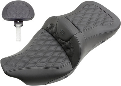SADDLEMEN Roadsofa* Seat - Heated - Full Lattice Stitch - with Backrest - Black