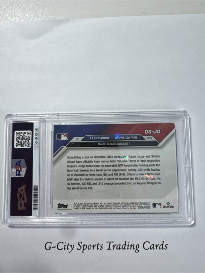 2024 Topps Now - Off-Season Aaron Judge, Shohei Ohtani #OS-JO Black 58/99 PSA 9 - Image 3 of 3