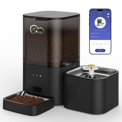 DOEL 2-in-1 6 L Automatischer Futterautomat & 2,5 L Katzentrinkbrunnen 5G WiFi