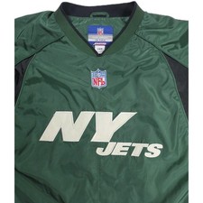 Reebok NFL Sz L New York Jets Green & Black Pullover Windbreaker Jacket On Field
