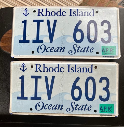 RHODE ISLAND License Plate PAIR