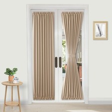 French Door Curtains   Rod Pocket Thermal 25"W x 72"L Pack of 1 Beige