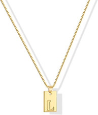 18K Gold Plated Initial Letter Necklace for Women, Dainty Name Pendant with Tren