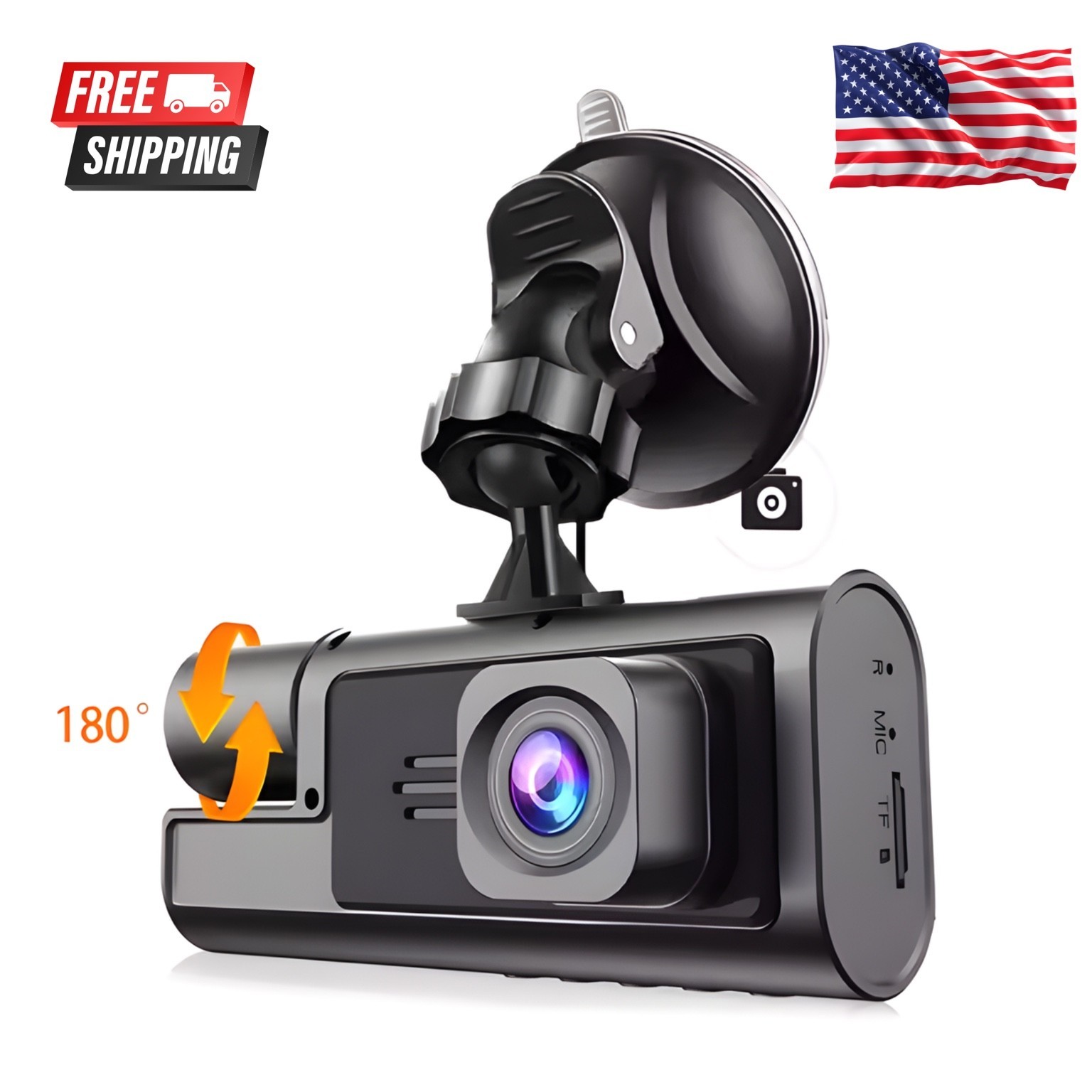 Dual Dash Cam 1080P Front + Rear Car DVR Camera G-Sensor Motion Detect Night V