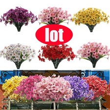2/10Bundles Artificial Flowers Outdoor Plastic Fake Plant Silk Flower Home Decor