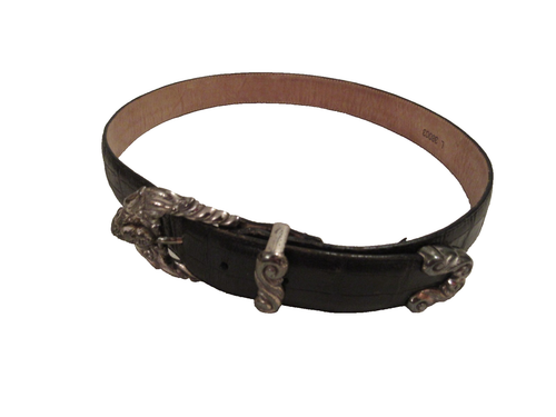 Ceinture Brighton 47007 - Cuir Crocodile Effet - Boucle Argentée - Taille M (28-32) - Occasion