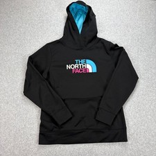 North Face Fave Pullover Hoodie Womens L Black Fleece Lightweight Layering