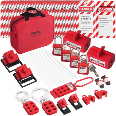VEVOR 47 PCS Electrical Lockout Tagout Kit Safety Padlocks Hasps Tags Ties Bag