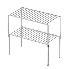 2 Pack Stackable Cabinet Storage Shelf Rack, Rustproof Chrome Kitchen Counter...