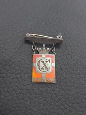 Denmark Georg Jensen 925 Sterling Silver King Chr. X Enamelled Brooch