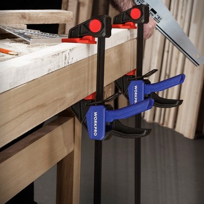 WORKPRO 12'' Quick-Release Wood Clamps/Spreader 2Pack Light Duty One Hand F Clamp