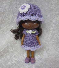 Made to fit STRAWBERRY SHORTCAKE 03 Handmade Clothes, Crochet Dress  Hat Set