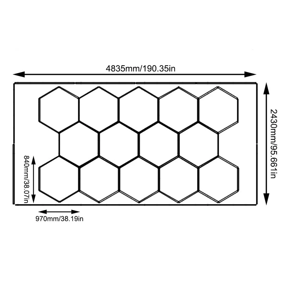14X Plafoniera LED esagonale illuminazione garage illuminazione officina con bordo - Immagine 3 di 4
