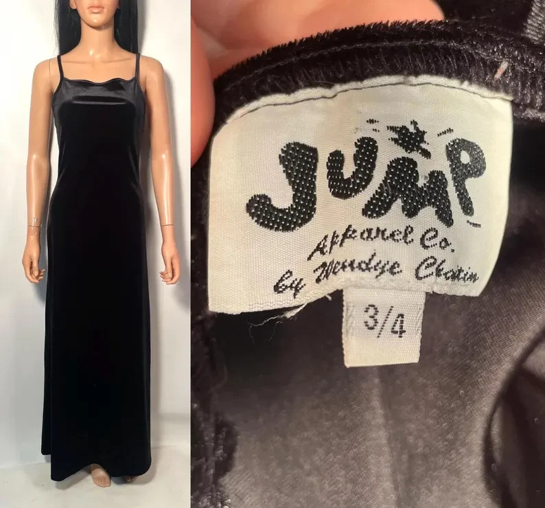 90's black velvet dress 90s Black Velvet Maxi Dress with Chain Belt 5/6 Shopexile