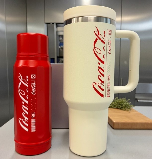 GERM 3Way Coca Cola Vacuum Straw Tumbler 40oz & Doric Bottle 16oz Gift Set Retro