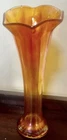 Vintage Fenton Carnival Glass Orange Yellow Pink Marigold Medium Vase