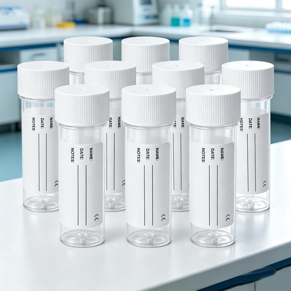 Sampling Pot 10x 30ml Urine Sample Collection Pot with Leakproof Caps Safety and ...