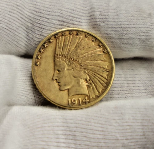 1914 D US $10 Indian Gold Piece XF+