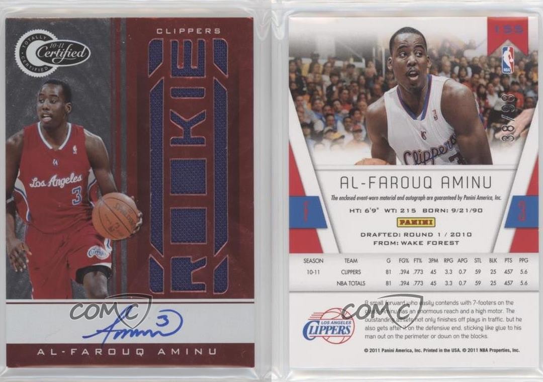2010 Totally Certified Red Signatures 38/98 Al-Farouq Aminu Rookie Auto RC 0a3