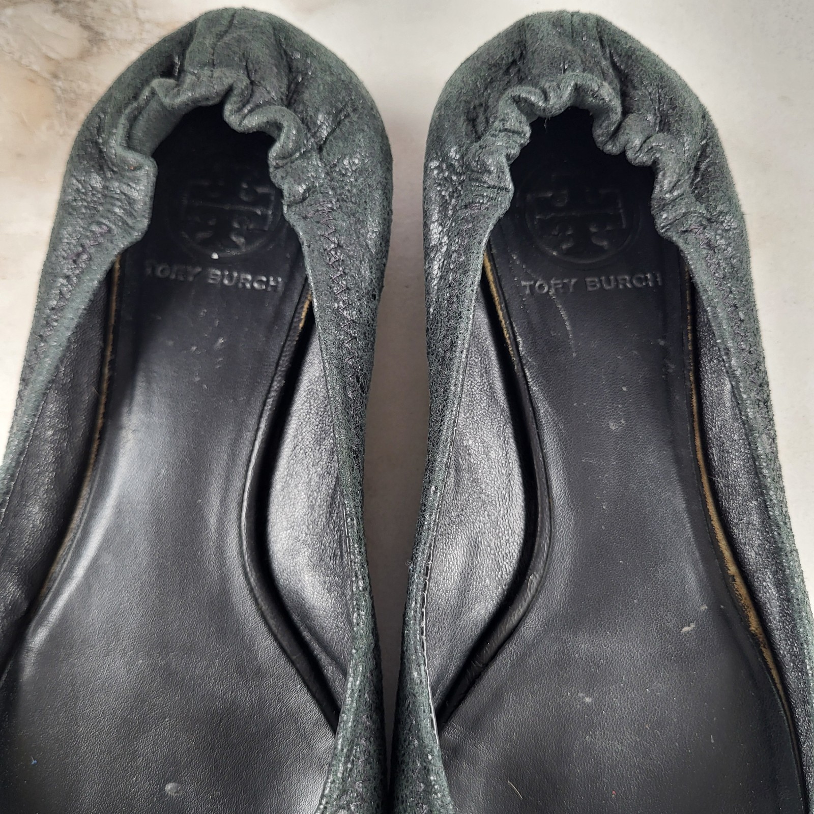 Tory Burch Reva Distressed Leather Ballet Flats Women's Size 8 M Black thumbnail 17