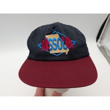Vintage Missouri Souvenir Snapback Hat Navy Blue Maroon Made in USA Retro Cap