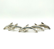 5er  Set ART DECO Messerbänkchen Delphin Delfin Fische versilbert Deko Besteck