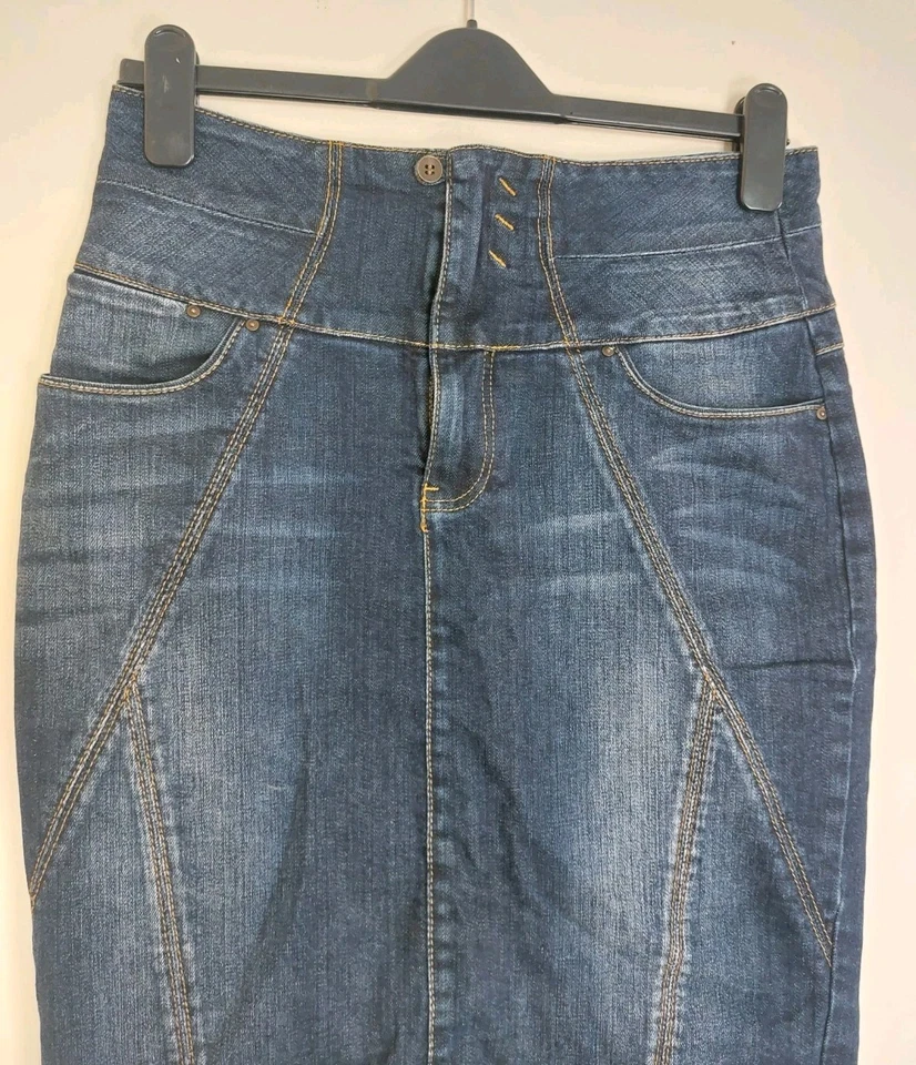 Zara Woman Highwaist Detailed Pencil Jeans Denim Skirt Blue USA 6 EUR 33 UK 1O - Image 3 of 4