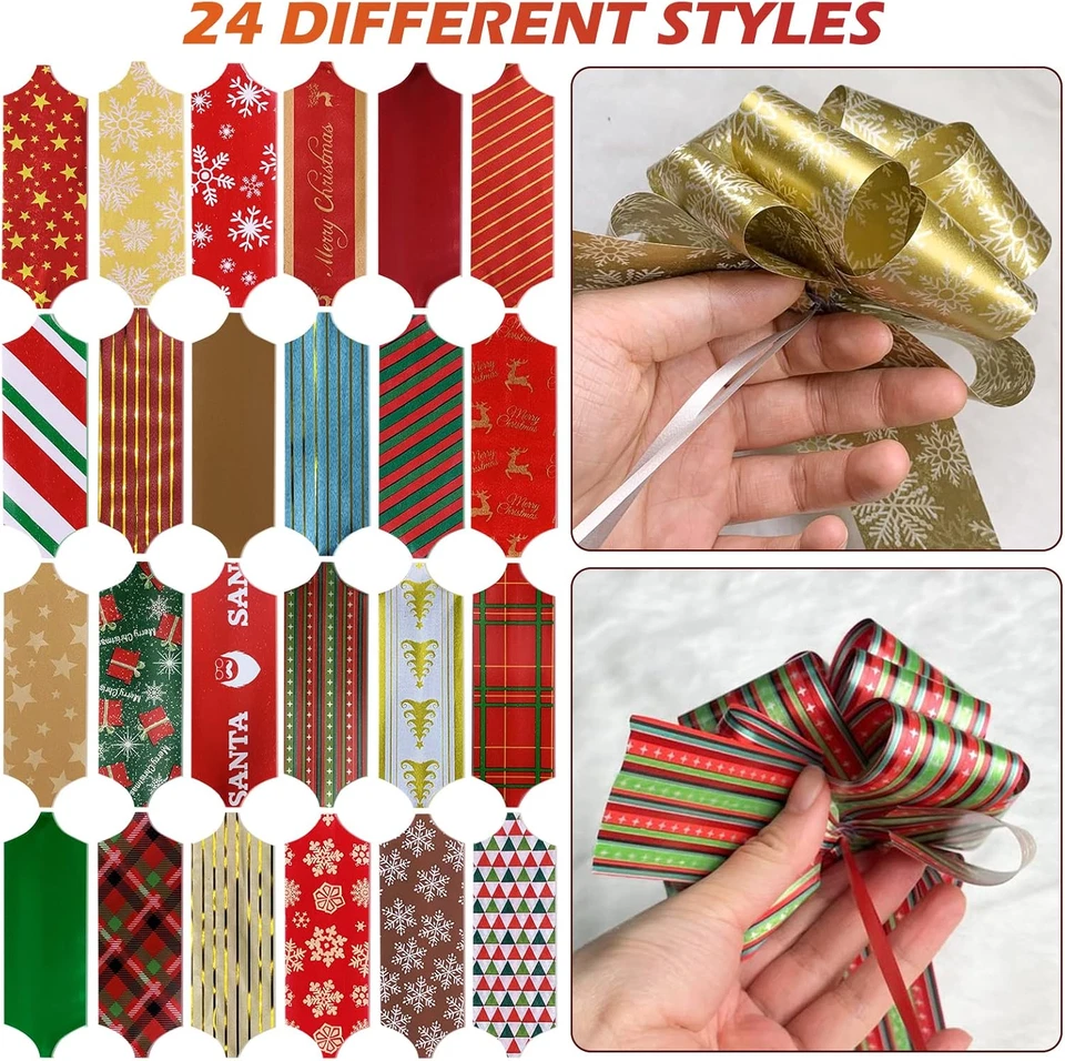 JOPHMO Juego de Arcos de Regalo de Navidad en 24 Patrones Surtidos, Regalo Envoltura Bo Foto 3 de 4