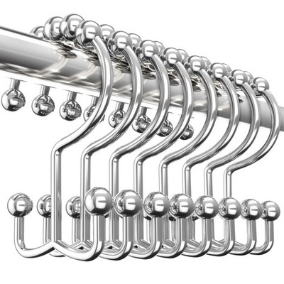 Utopia Bedding Double Glide Roller Set of 12 Shower Curtain Hooks, Double Sided