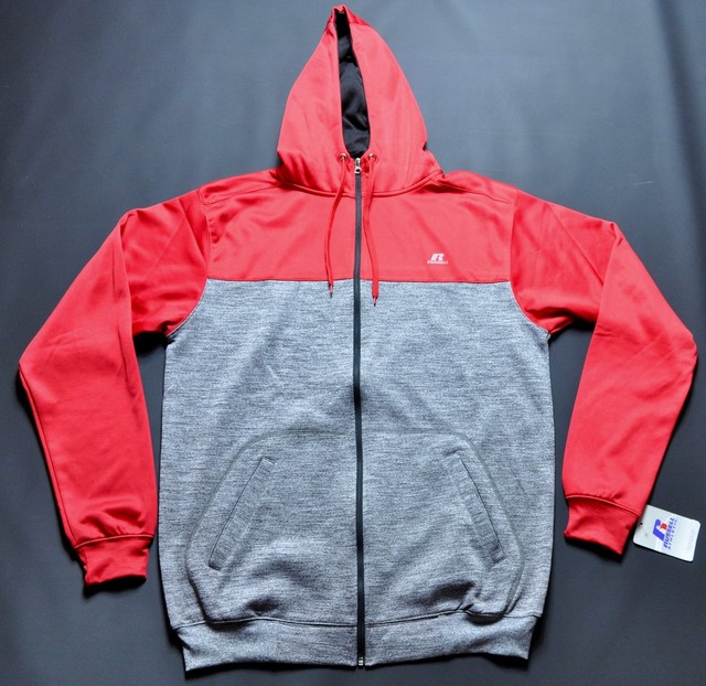 Russell Athletic Full zip Hoodie Large Tall Gray and Red eBay