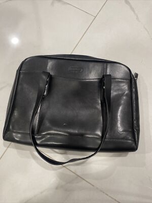 Samsonite Luggage Leather Slim Briefcase Black Carry On Bag Laptop Case
