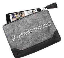 ThinkGeek #geekfamous Black and Silver Phone Card Clutch Pouch NEW