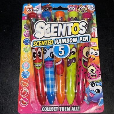 Scentos Fruit Scented Rainbow Ink Pen 10 Colors 5 Pens Pack Children Art